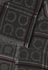 Ferragamo Tartan Jacquard Cashmere-Blend Scarf Gray 520130 ST 4GANCI 779409 GREY MELANGE