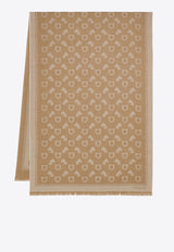 Ferragamo Feline and Gancini Jacquard Stole Beige 520141 ST TIGAN 785236 CAMEL/SAFARI