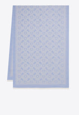 Ferragamo Feline and Gancini Jacquard Stole Light Blue 520141 ST TIGAN 785237 LIGHT BLUE/HAZE