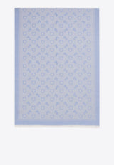 Ferragamo Feline and Gancini Jacquard Stole Light Blue 520141 ST TIGAN 785237 LIGHT BLUE/HAZE