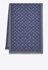 Ferragamo Feline and Gancini Jacquard Stole Denim 520141 ST TIGAN 785238 NA