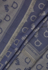 Ferragamo Feline and Gancini Jacquard Stole Denim 520141 ST TIGAN 785238 NA