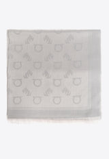 Ferragamo Feline and Gancini Jacquard Stole Gray 520141 ST TIGAN 785239 LIGHT GREY