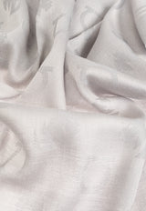 Ferragamo Feline and Gancini Jacquard Stole Gray 520141 ST TIGAN 785239 LIGHT GREY