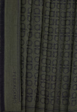 Ferragamo Gancini Square Wool-Blend Scarf Military Green 520144 ST NEWFIBBIE 785250 MILITARY