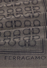 Ferragamo Gancini Square Wool-Blend Scarf Taupe 520144 ST NEWFIBBIE 785251 TOUPE GRAY
