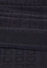 Ferragamo Gancini Square Wool-Blend Scarf Gray 520144 ST NEWFIBBIE 785252 ANTRACITE