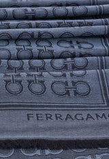 Ferragamo Gancini Square Wool-Blend Scarf Blue 520144 ST NEWFIBBIE 785253 NA