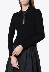Simkhai Livana Long-Sleeved Ribbed Polo T-shirt Black 525-2130-KVI/R_SIMKH-BLK