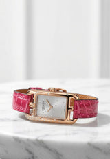 Small Nantucket 29mm Watch in Shiny Alligator Single Tour Strap with Sprinkled Diamond Bezel