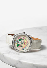 Large Arceau Les Folies du Ciel 38mm Watch in Matte Alligator Single Tour Strap and Diamond Bezel