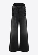 جينز أساسي ممزق بقَصة ساق واسعة