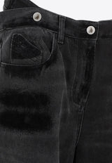 جينز أساسي ممزق بقَصة ساق واسعة