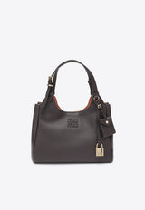 Miu Miu Embossed Logo Hammered Leather Shoulder Bag Brown 5BA304OOO2IFL/S_MIU-F0ZKS