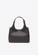 Miu Miu Embossed Logo Hammered Leather Shoulder Bag Brown 5BA304OOO2IFL/S_MIU-F0ZKS