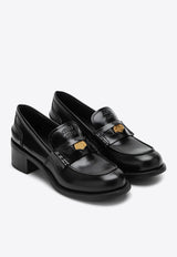 Miu Miu Penny Loafers in Brushed Leather Black 5D276E050055/R_MIU-F0002
