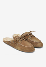 Miu Miu Washed Suede Leather Flat Mules Brown 5D455E005Z5O/S_MIU-F0401