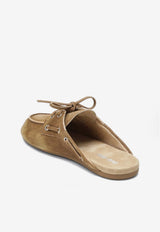 Miu Miu Washed Suede Leather Flat Mules Brown 5D455E005Z5O/S_MIU-F0401
