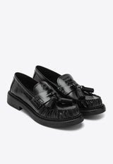 Miu Miu Brushed Leather Tassel Loafers Black 5D497E030055/R_MIU-F0002
