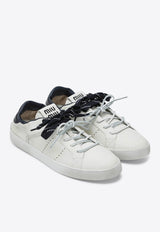 Miu Miu Leather Low-Top Sneakers with Logo 5E532E0052KJ/R_MIU-F0BJO