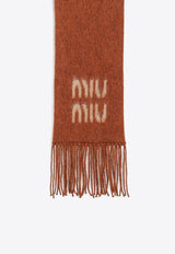 Miu Miu Mohair-Blend Logo Intarsia Scarf Brown 5FS0622CQD/R_MIU-F0033