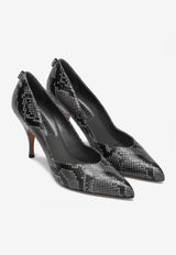 Miu Miu Ardesia 85 Python Print Leather Pumps Gray 5I546EA0853B3K/R_MIU-F0480