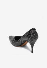 Miu Miu Ardesia 85 Python Print Leather Pumps Gray 5I546EA0853B3K/R_MIU-F0480