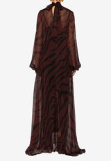Raquel Diniz Parana Zebra Print Chiffon Maxi Kaftan Dress Bordeaux 5L03059 NSS0019 00598_004_BORDEAUX