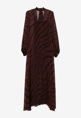 Raquel Diniz Parana Zebra Print Chiffon Maxi Kaftan Dress Bordeaux 5L03059 NSS0019 00598_004_BORDEAUX