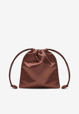 Miu Miu Logo Lettering Satin Pouch Bag Cocoa 5NG010049/Q_MIU-F0324