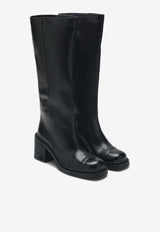 Miu Miu 75 Knee-High Leather Boots Black 5W493E075007/R_MIU-F0002