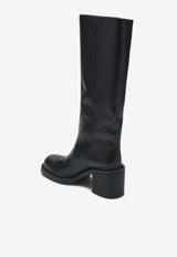 Miu Miu 75 Knee-High Leather Boots Black 5W493E075007/R_MIU-F0002