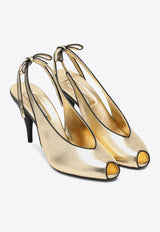 Miu Miu 85 Metallic Leather Slingback Sandals Gold 5X432E085X20/Q_MIU-F0W3L