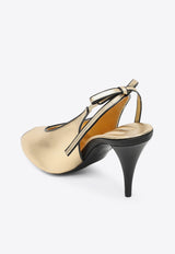 Miu Miu 85 Metallic Leather Slingback Sandals Gold 5X432E085X20/Q_MIU-F0W3L
