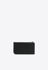 Saint Laurent Logo Stamp Leather Zip Cardholder Black 609362BTY0N_YSL-1000