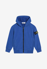 Stone Island Junior Boys Logo Patch Zip-Up Hoodie Blue 6100003-CS0A20/R_STONE-V0022