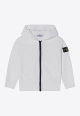 Stone Island Junior Boys Compass Patch Zip-Up Hoodie White 6100010-CS0040/Q_STONE-V0001