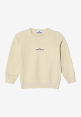 Stone Island Junior Boys Compass Print Sweatshirt Ivory 6100015-CS0268/R_STONE-V0093