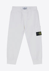 Stone Island Junior Boys Compass Patch Track Pants White 6200005-BS0040/Q_STONE-V0001