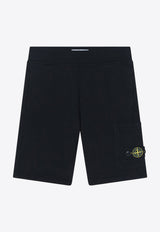 Stone Island Junior Boys Compass Patch Shorts Black 6200006S0040/Q_STONE-V0029