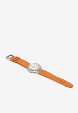 Large Hermès Cut 36mm Watch in Orange Rubber Strap
