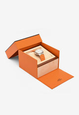 Large Hermès Cut 36mm Watch in Orange Rubber Strap