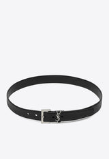 Saint Laurent Cassandre Smooth Leather Belt Black 634437BOO0E/Q_YSL-1000