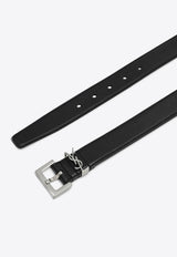 Saint Laurent Cassandre Smooth Leather Belt Black 634437BOO0E/Q_YSL-1000