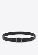 Saint Laurent Cassandre Belt with Square Buckle Black 634440DTI0E/Q_YSL-1000