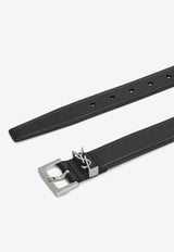 Saint Laurent Cassandre Belt with Square Buckle Black 634440DTI0E/Q_YSL-1000