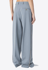 Stella McCartney Wide-Leg Falabella Pants Gray 6402403CU704/Q_STELL-9940