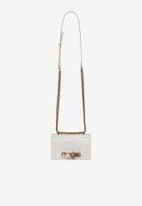 Alexander McQueen Mini Jeweled Croc-Embossed Leather Crossbody Bag White 6531341HB0T 9006