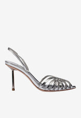 Le Silla Embrace 80 Metallic Leather Slingback Sandals Silver 6609F080BXPPMRA 921