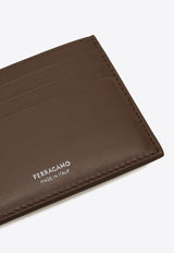Ferragamo Florence Logo Stamp Leather Cardholder Brown 661396 FLORENCE 787012 CONCRETE